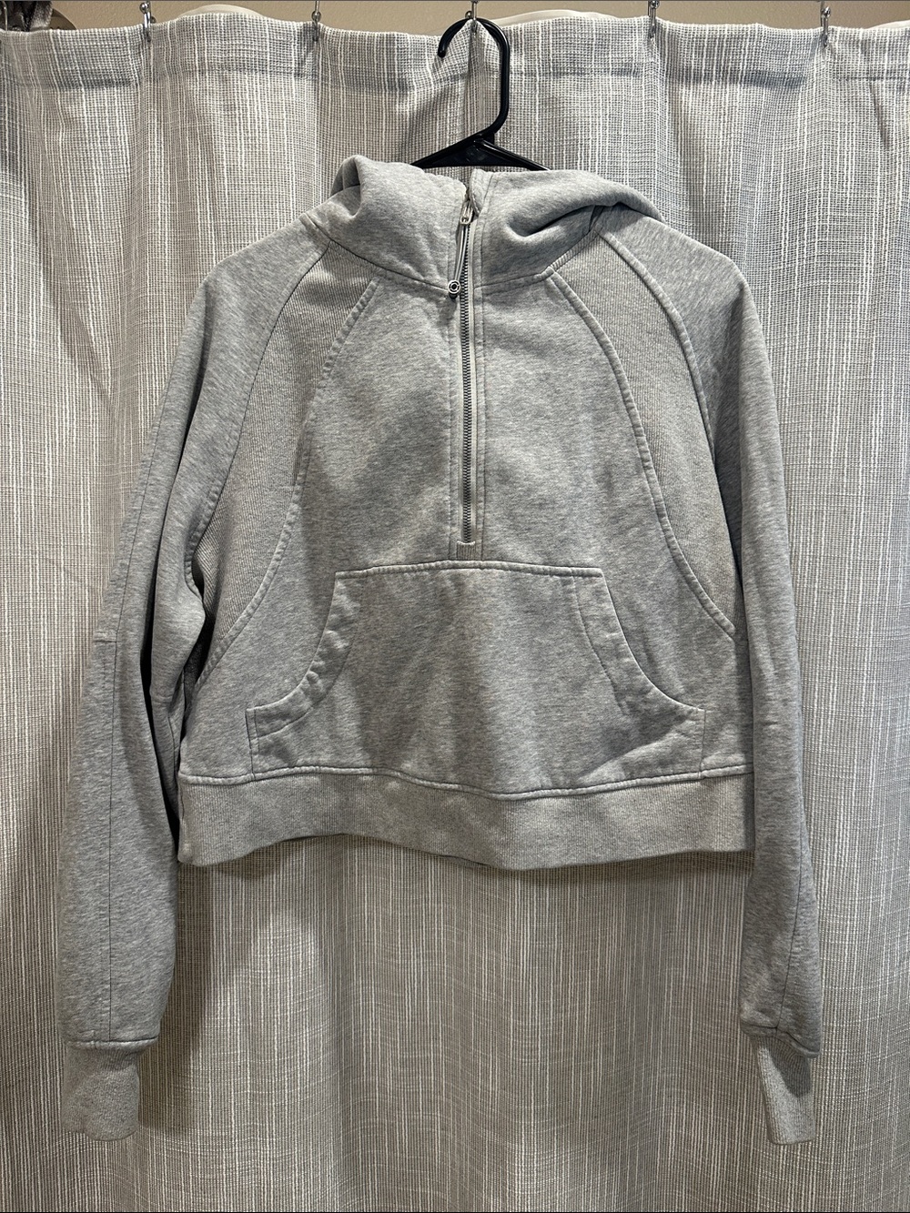 Gray Half-Zip Hooded Sweatshirt